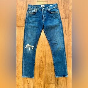 Citizens of Humanity Emerson Slim Boyfriend Distressed
Jean Buttonfly Blue Sz 24